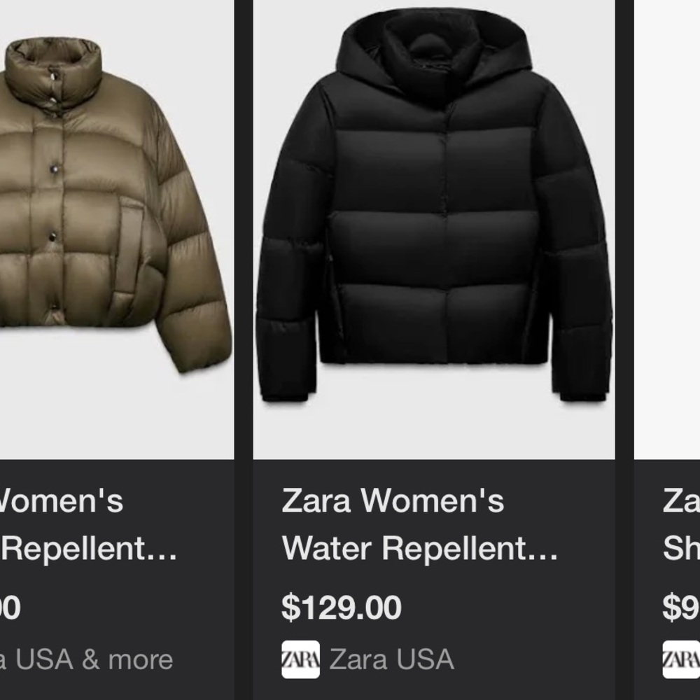 Zara Cream puffer jacket